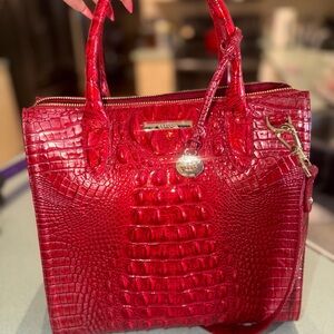 Brahmin Crimson Crocodile Embossed Tote